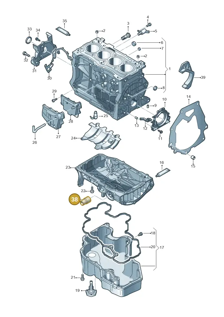 03C115721E — Audi A5 Sportback (2016-2020) diagram 849103050, position 38