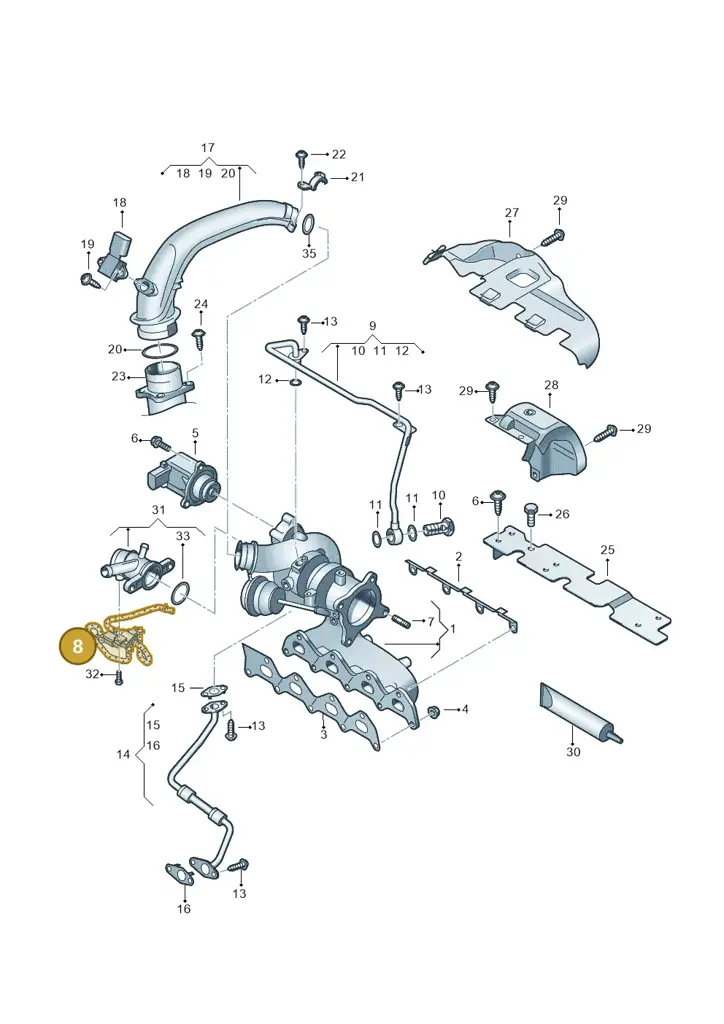 03C145692R — Audi A1 Sportback (2010-2015) diagram 625145530, position 8