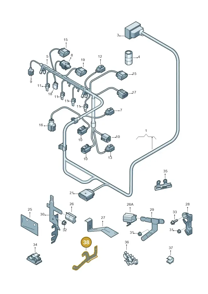 03C971858A — Audi A3 Sportback (2008-2013) diagram 646971020, position 38