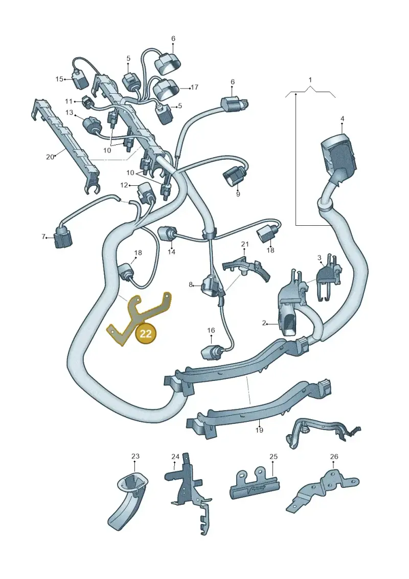 03C971858A — Audi A1 Sportback (2010-2015) diagram 708971050, position 22