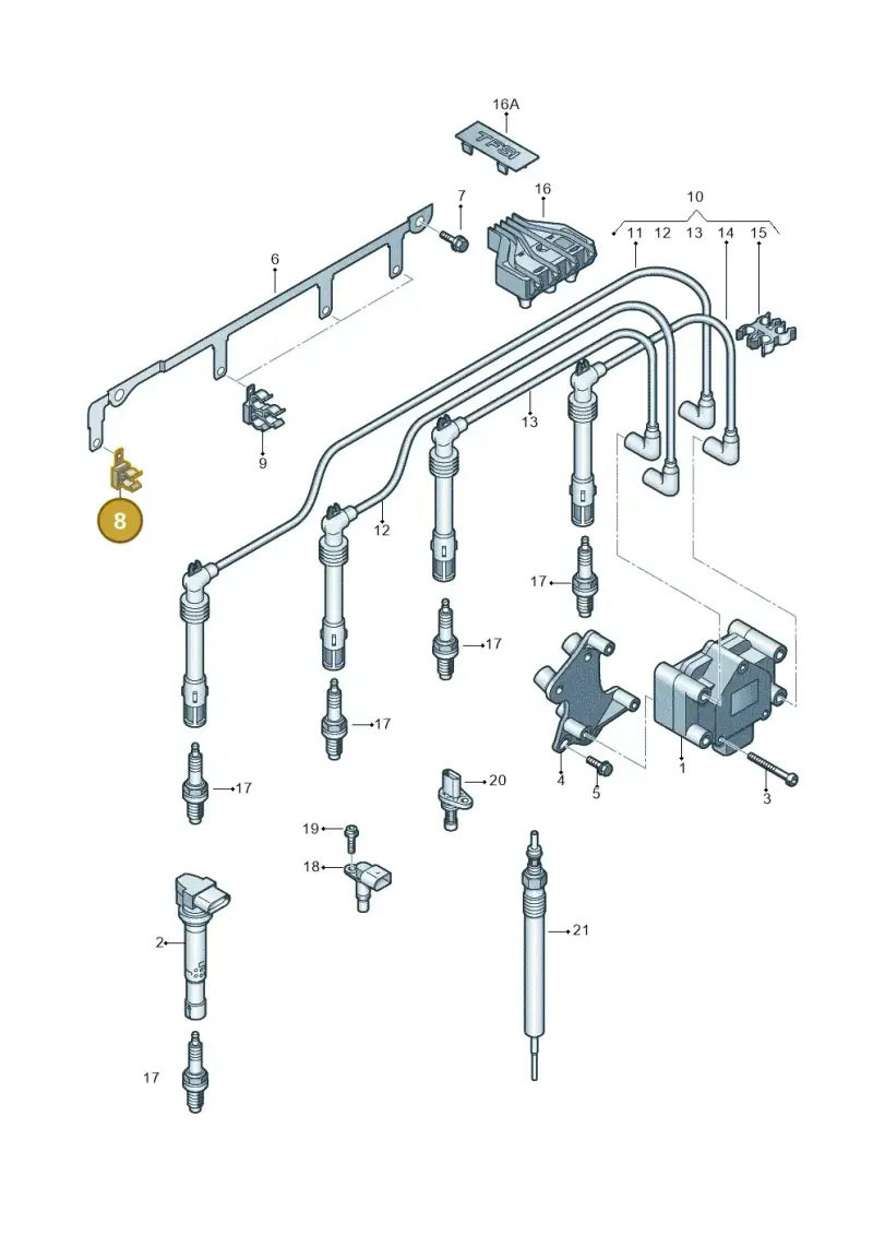 03F905471 — Audi A1 Sportback (2010-2015) diagram 646905000, position 8