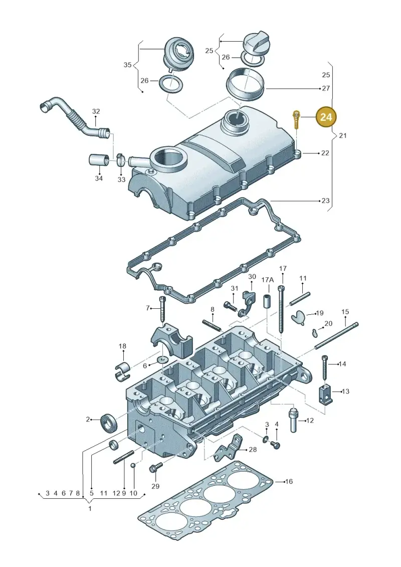 03G103448A — Audi A3 Sportback (2008-2013) diagram 195103470, position 24