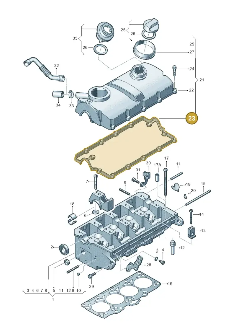 03G103483D — Audi A3 Sportback (2008-2013) diagram 195103470, position 23