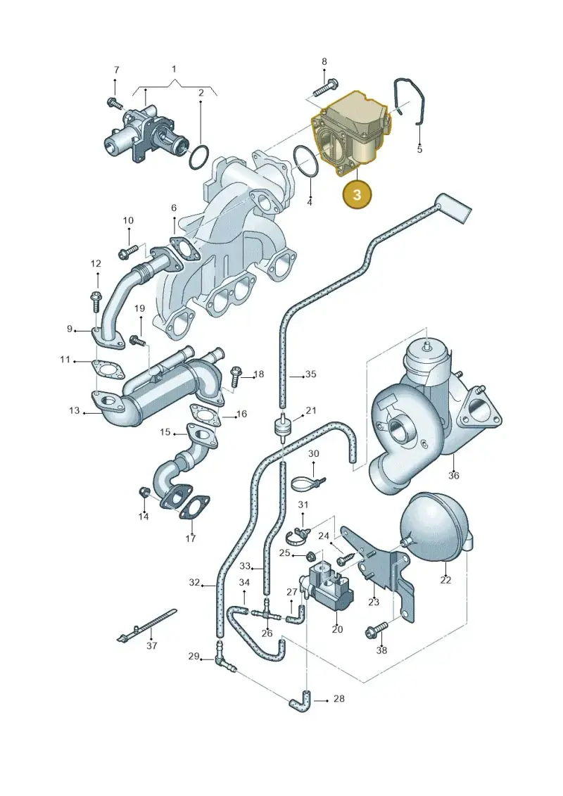 03G128063J — Audi A4/S4 Cabrio./qu. 07> (2006-) diagram 249131300, position 3