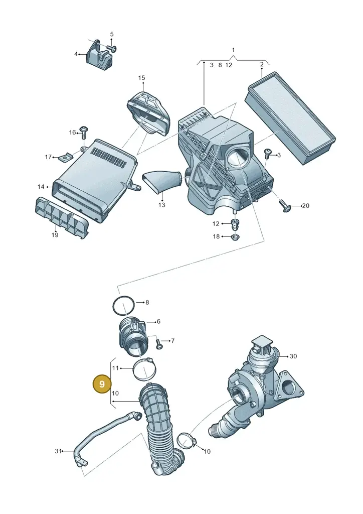 03G129629E — Audi A5 Sportback (2011-2017) diagram 647129300, position 9
