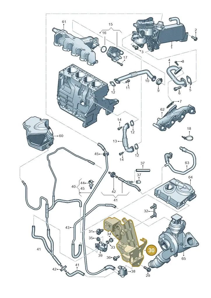 03G131133E — Audi Q5 qu. 2.0 TDI (2012-2017) diagram 647131100, position 30