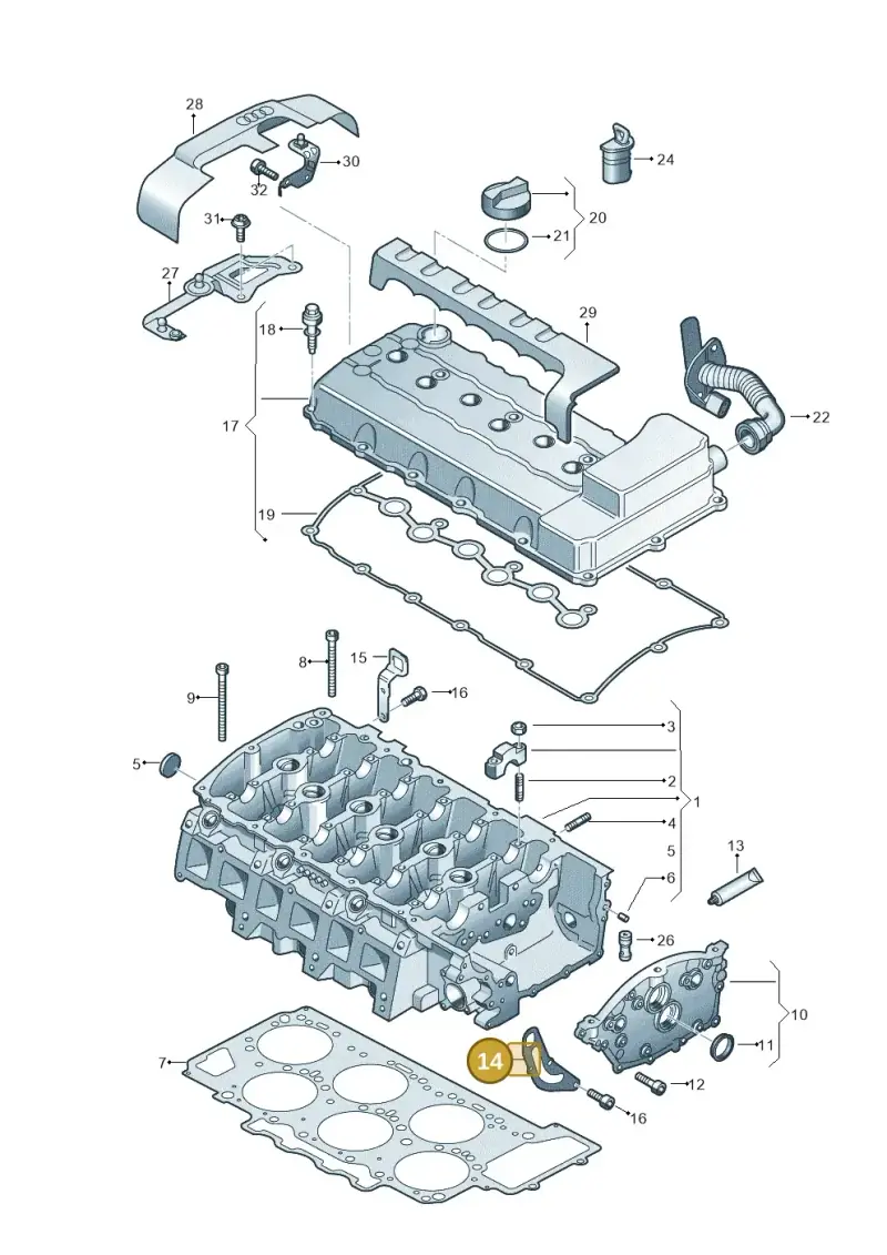 03H103390E — Audi Q7 qu. 3.0 TDI (2009-2015) diagram 675103200, position 14