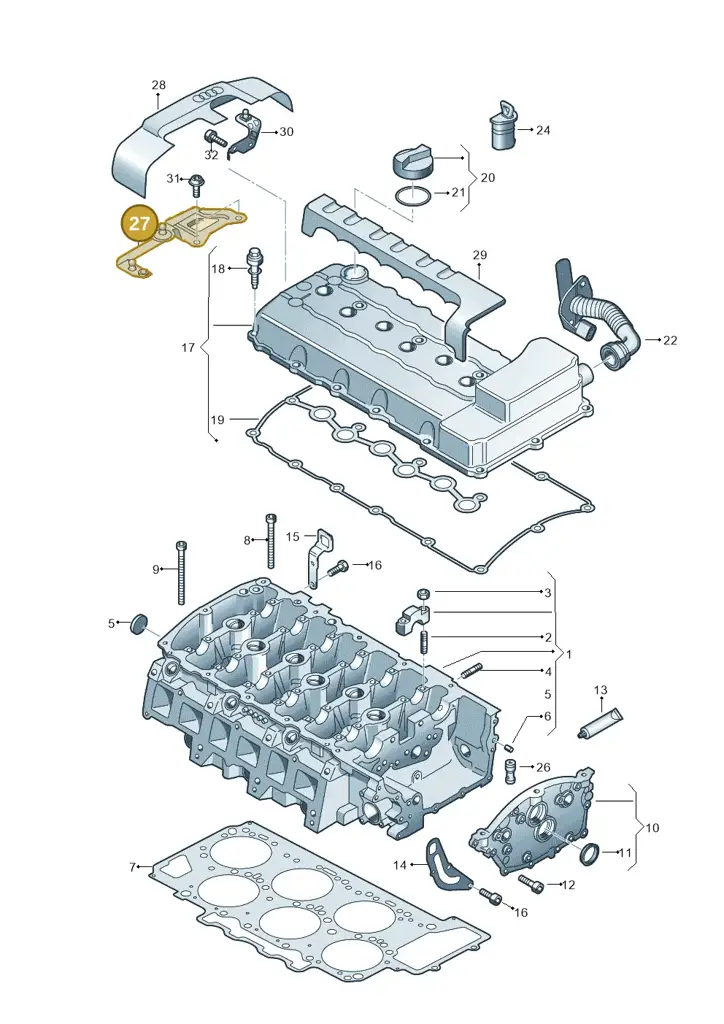 03H103777B — Audi Q7 qu. 3.0 TDI (2009-2015) diagram 675103200, position 27