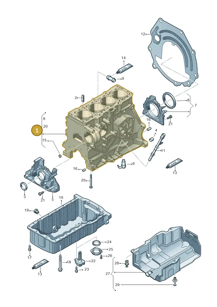 03L103011AG — Audi A4 Av. Allroad (2008-2016) diagram 636103500, position 1