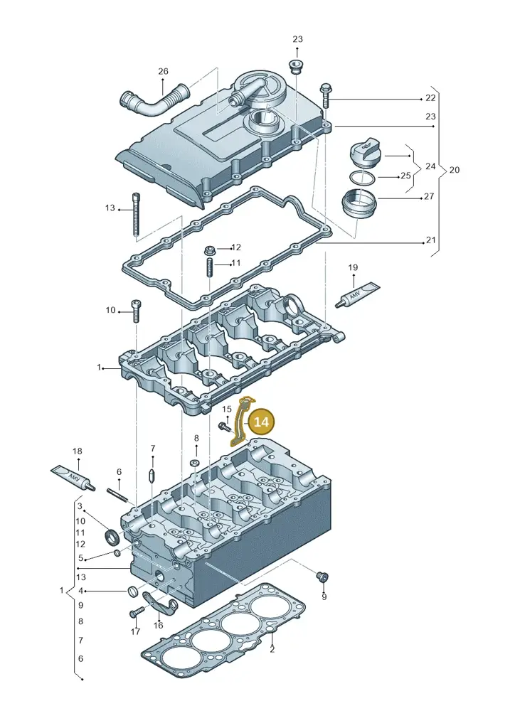 03L103369AA — Audi A4 Av. Allroad (2008-2016) diagram 636103550, position 14