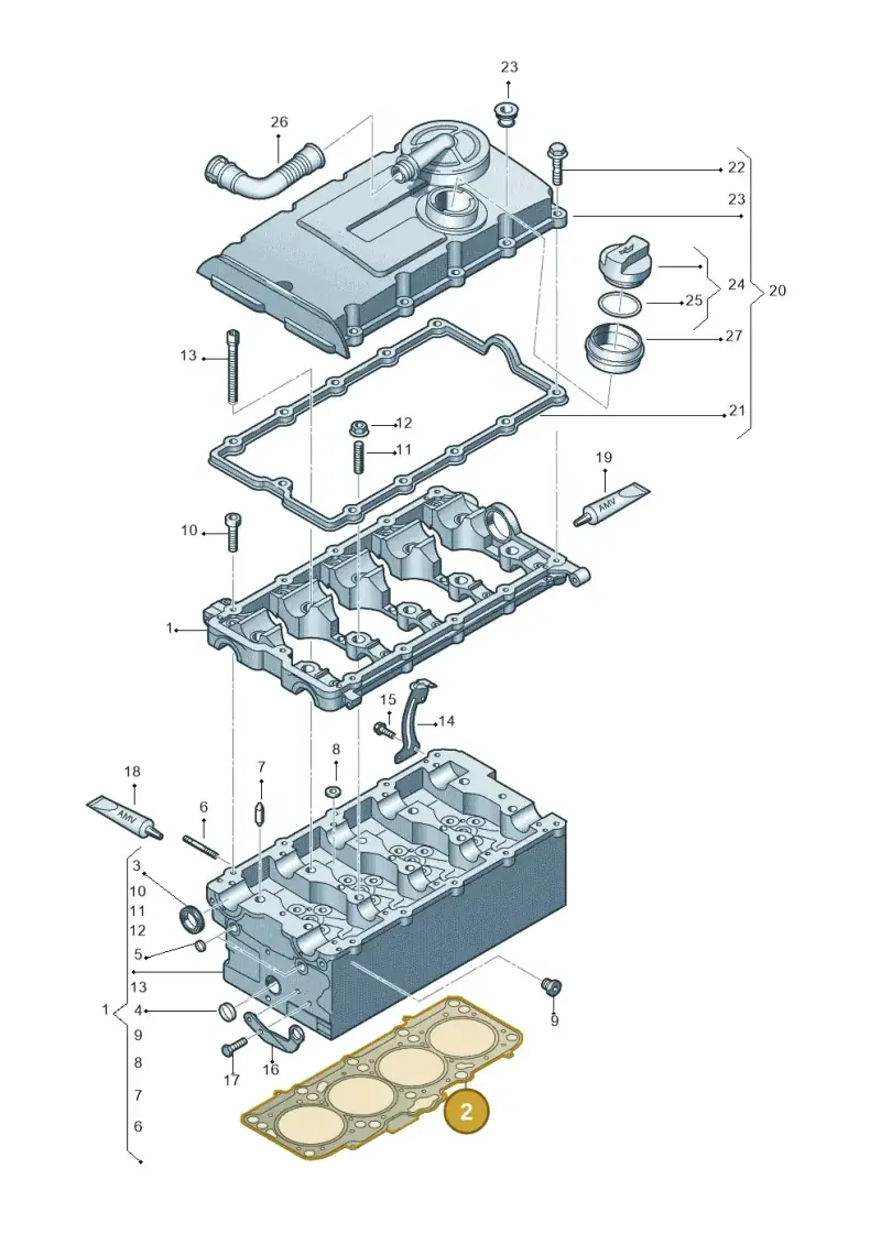 03L103383AR — Audi A4 Av. Allroad (2008-2016) diagram 636103550, position 2