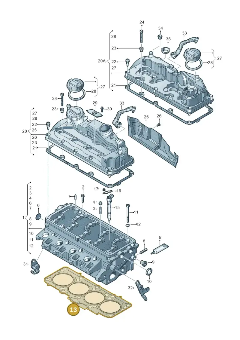 03L103383AR — Audi A3 Sportback (2008-2013) diagram 646103560, position 13