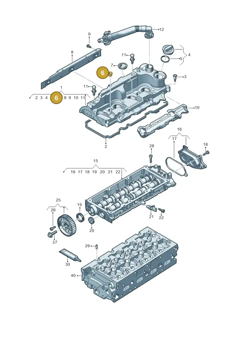 03L103487 — Audi A5 Limo 2.0 (2024-) diagram fys103700, position 6