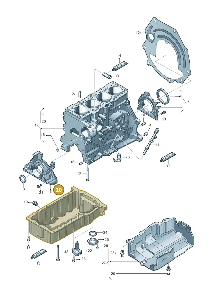 03L103603D — Audi A4 Av. Allroad (2008-2016) diagram 636103500, position 10