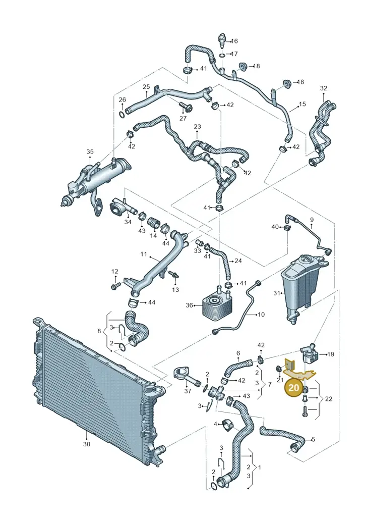 03L121093 — Audi A4 Av. Allroad (2008-2016) diagram 636121400, position 20