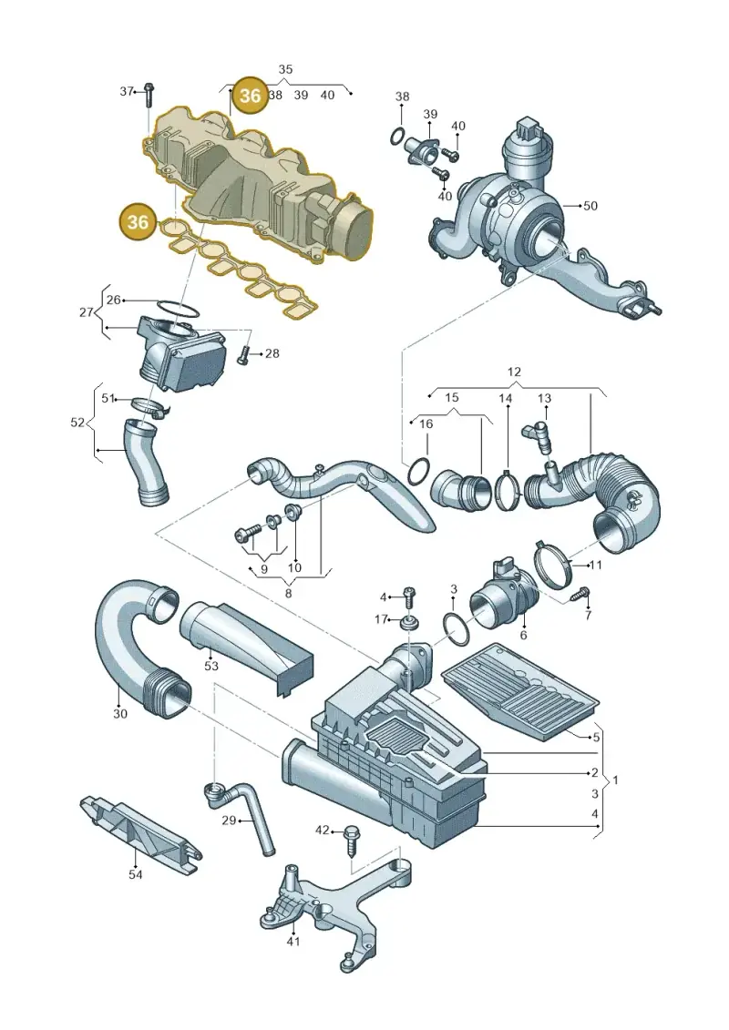 03L129717E — Audi Q3 2.0 TDI (2014-2019) diagram 728129400, position 36