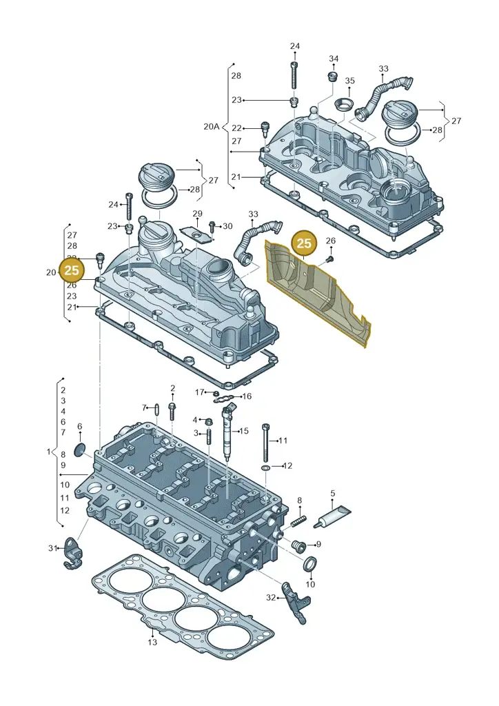 03L129969L — Audi Q5 qu. 2.0 TDI (2012-2017) diagram 646103560, position 25