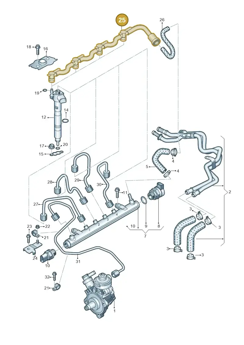 03L130235S — Audi A4 Av. Allroad (2008-2016) diagram 636130600, position 25
