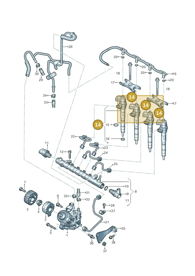 03L130277Q — Audi Q3 2.0 TDI (2014-2019) diagram 689130200, position 14