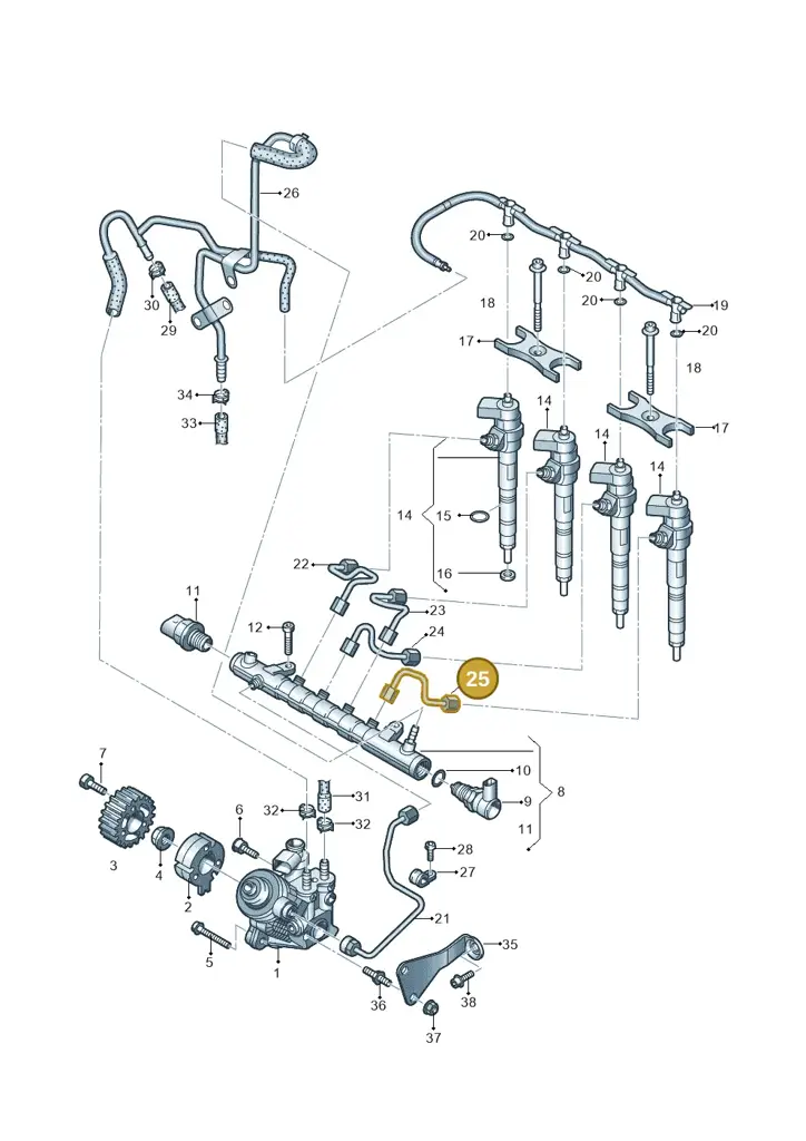 03L130301AC — Audi Q3 2.0 TDI (2014-2019) diagram 689130200, position 25