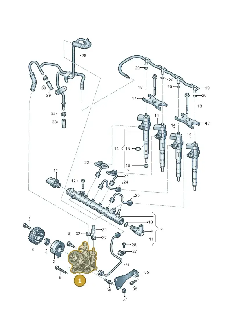 03L130755AE — Audi Q3 2.0 TDI (2014-2019) diagram 689130200, position 1