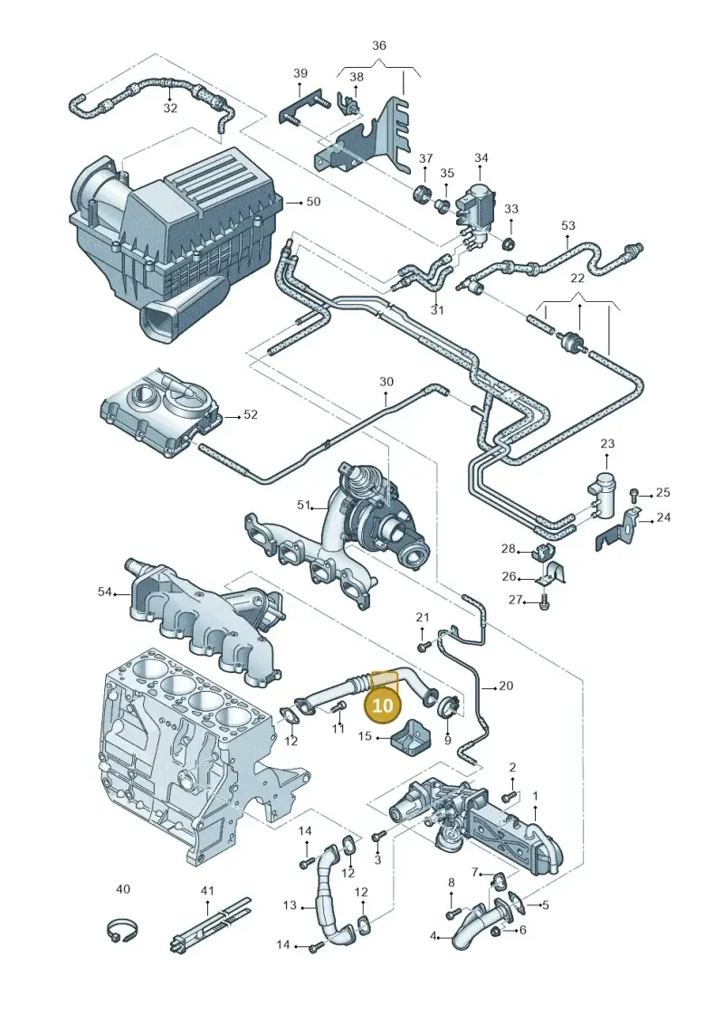 03L131521R — Audi Q3 2.0 TDI (2014-2019) diagram 728131400, position 10