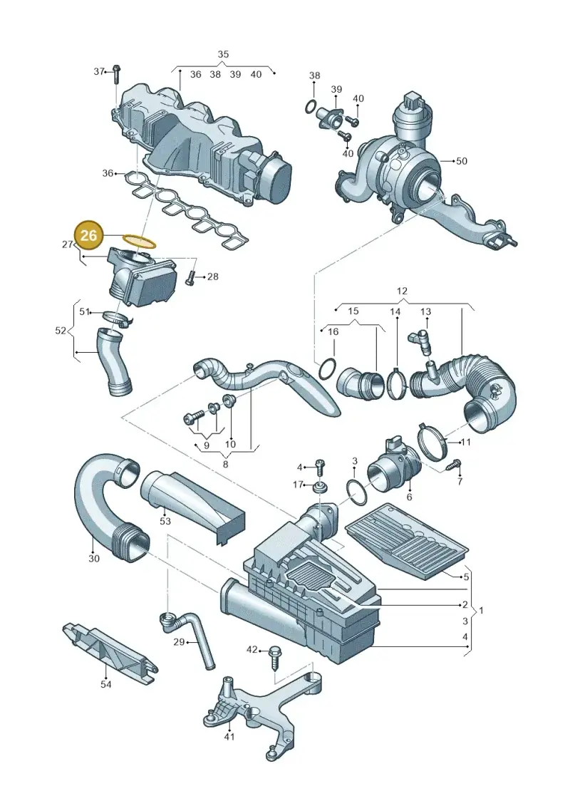 03L131547B — Audi Q3 2.0 TDI (2014-2019) diagram 728129400, position 26