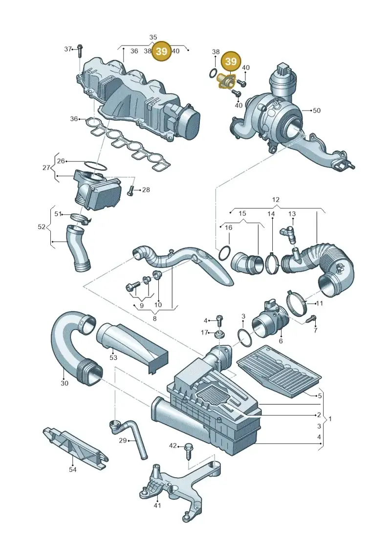 03L131819A — Audi Q3 2.0 TDI (2014-2019) diagram 728129400, position 39