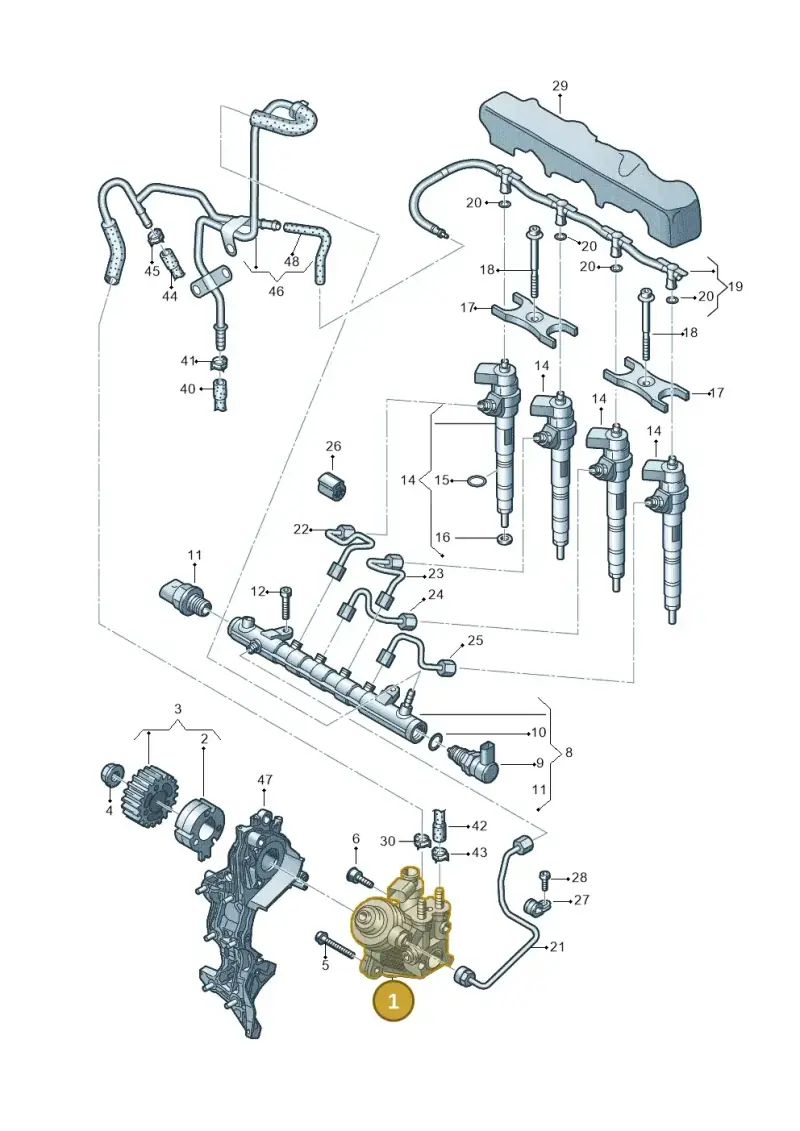 04B130755K — Audi A3 Sportback (2016-2020) diagram 745130400, position 1