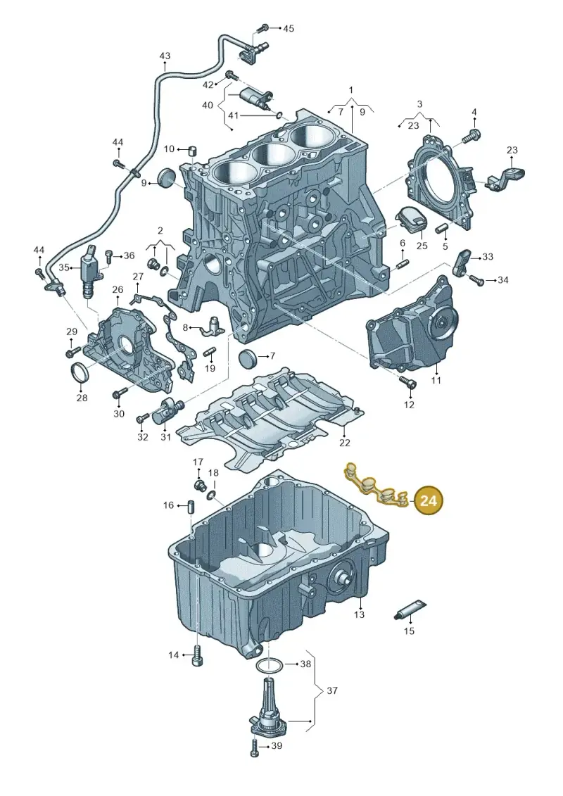 04E103033D — Audi A1 sportback 1.0 (2018-) diagram 803103002, position 24