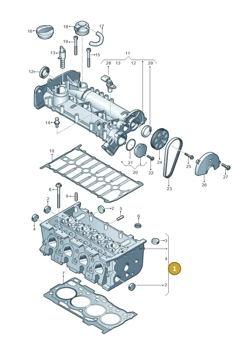 04E103066D — Audi A3 Sportback (2016-2020) diagram 746103410, position 1