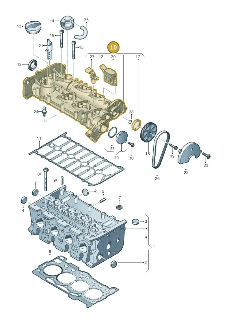 04E103469EA — Audi A3 Sportback (2016-2020) diagram 747103410, position 10