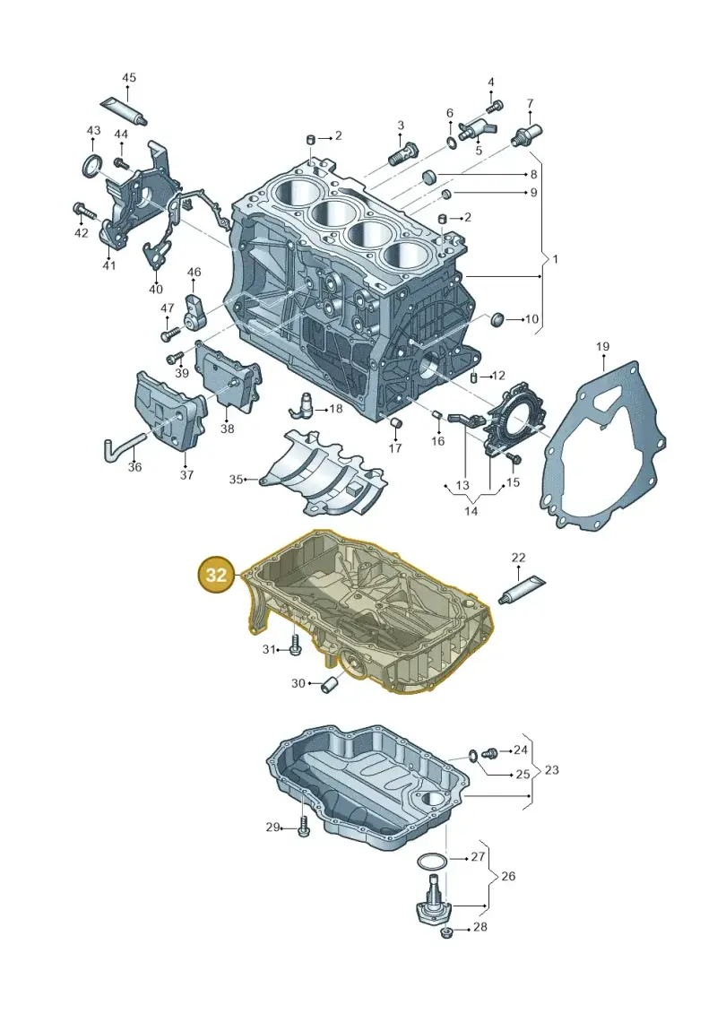 04E103601AC — Audi A3 Sportback (2019-2021) diagram 803103110, position 32