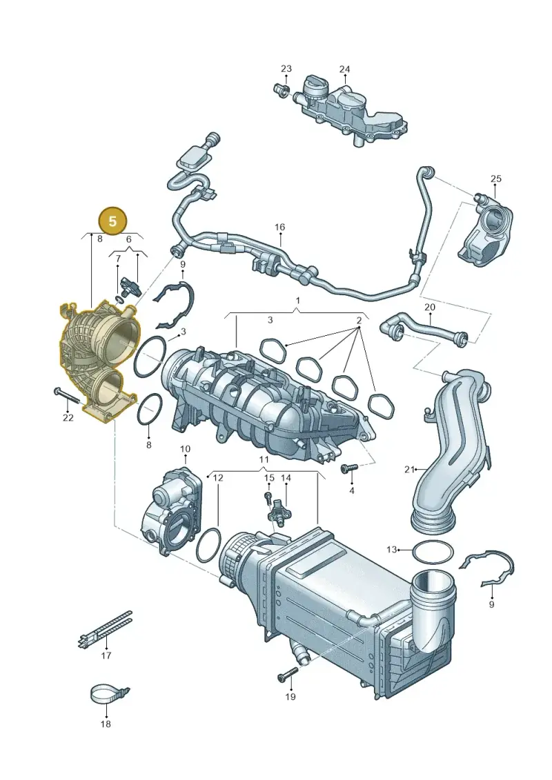 04E145641M — Audi A3 Sportback (2019-2021) diagram 597133033, position 5