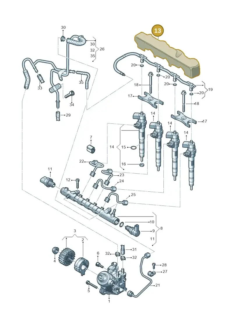 04L130380F — Audi Q3 quattro (2018-2019) diagram 597130040, position 13