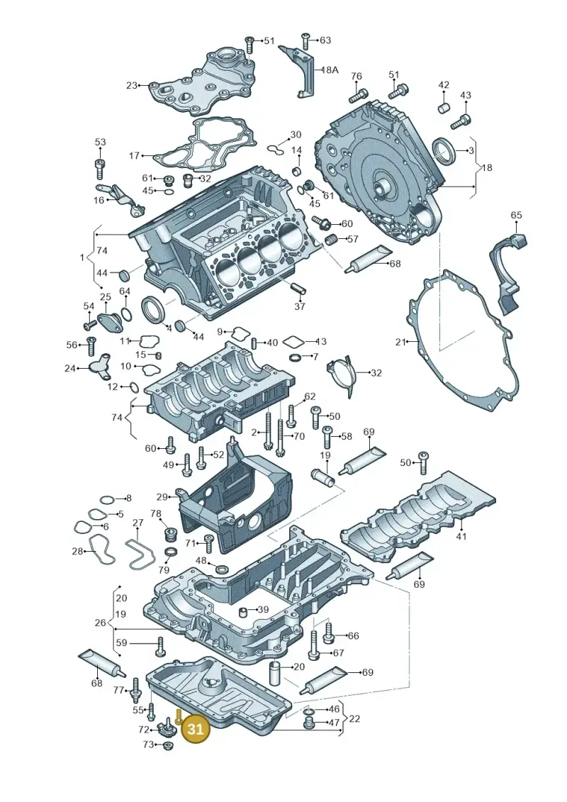 057103665 — Audi A8L qu. 3.0 TDI (2009-2014) diagram 473103000, position 31