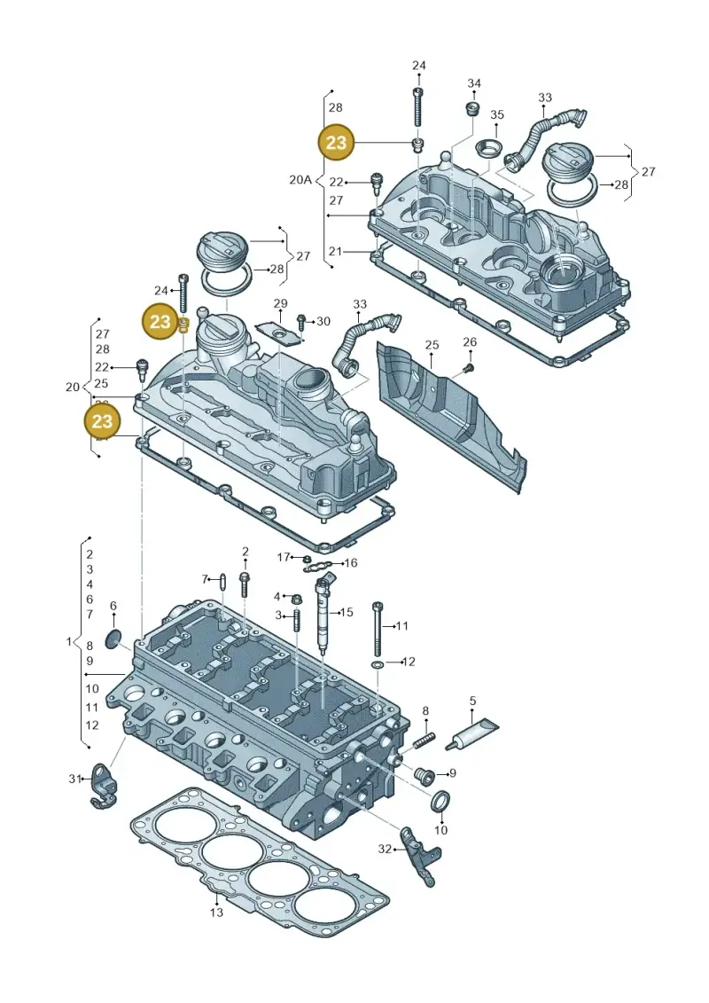 057103831B — Audi Q3 2.0 TDI (2014-2019) diagram 646103560, position 23