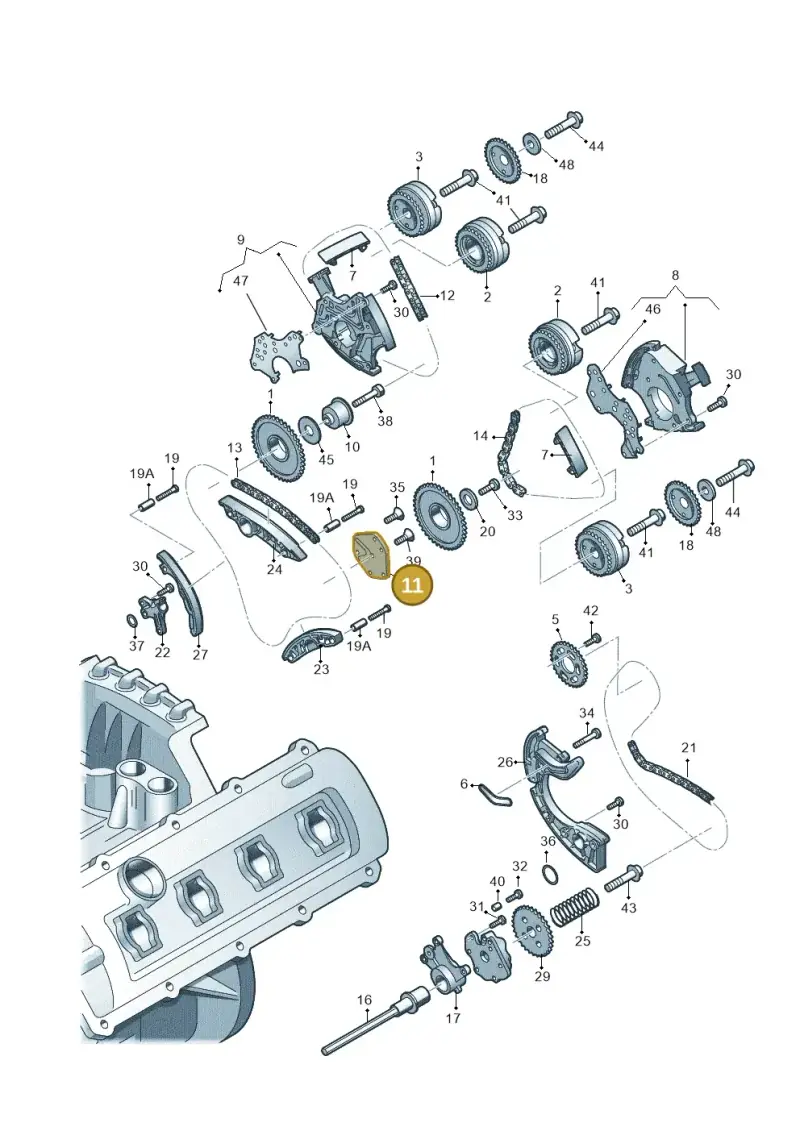 057109224B — Audi A6 2.7 TDI (2008-2011) diagram 448109550, position 11