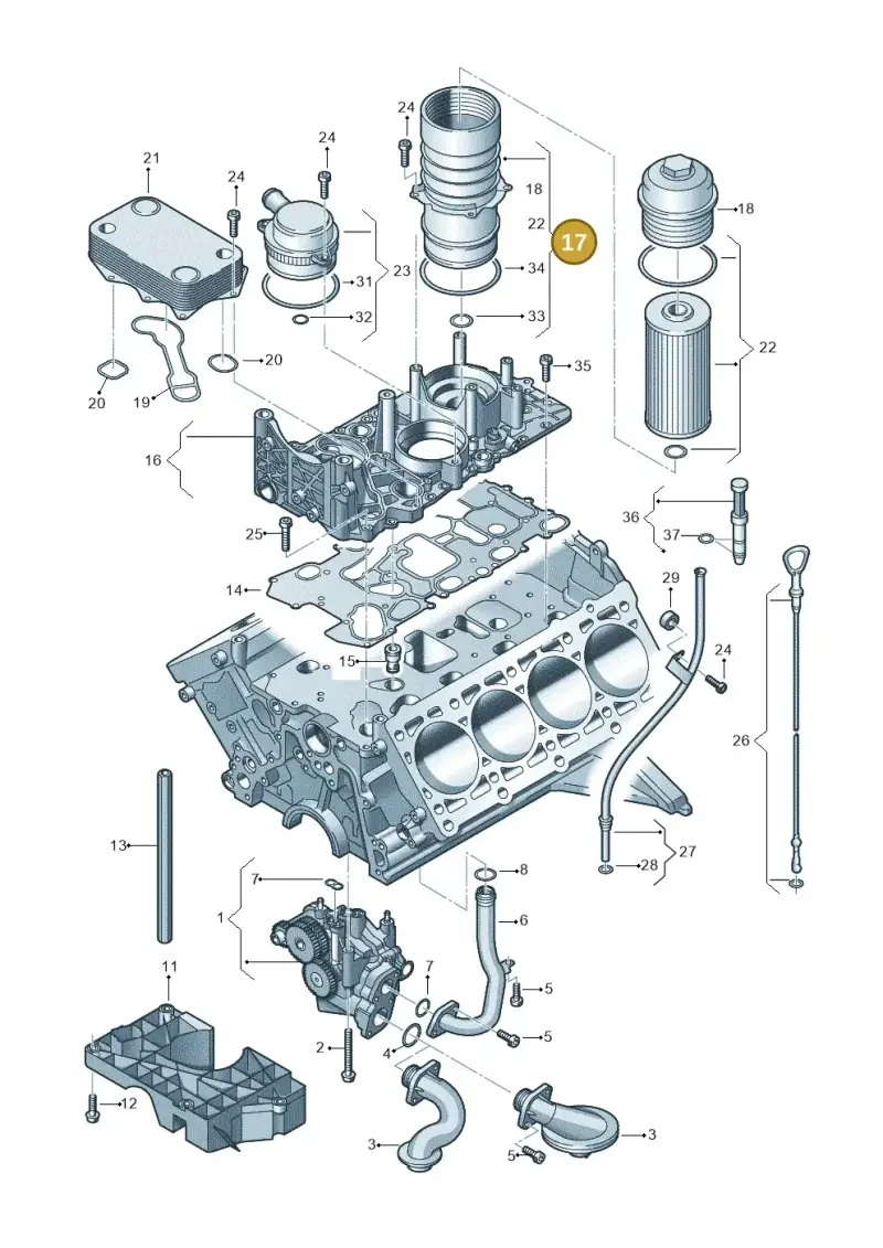 057115373B — Audi A8L qu. 3.0 TDI (2013-2018) diagram 696115800, position 17