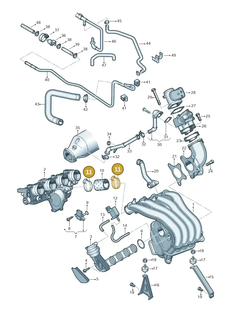 058133301E — Audi A4/S4/Av./qu. (2001-2004) diagram 249133250, position 11