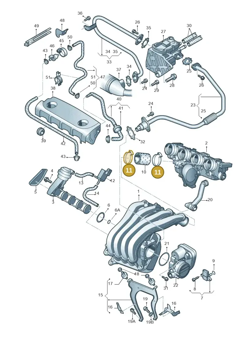 058133301E — Audi A3/S3/Sportb./qu. 08 (2007-) diagram 412133170, position 11