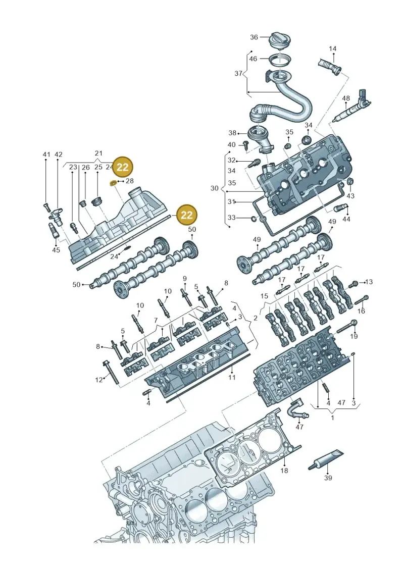 059103484J — Audi Q8 Quattro 3,0 (2018-) diagram 429103580, position 22