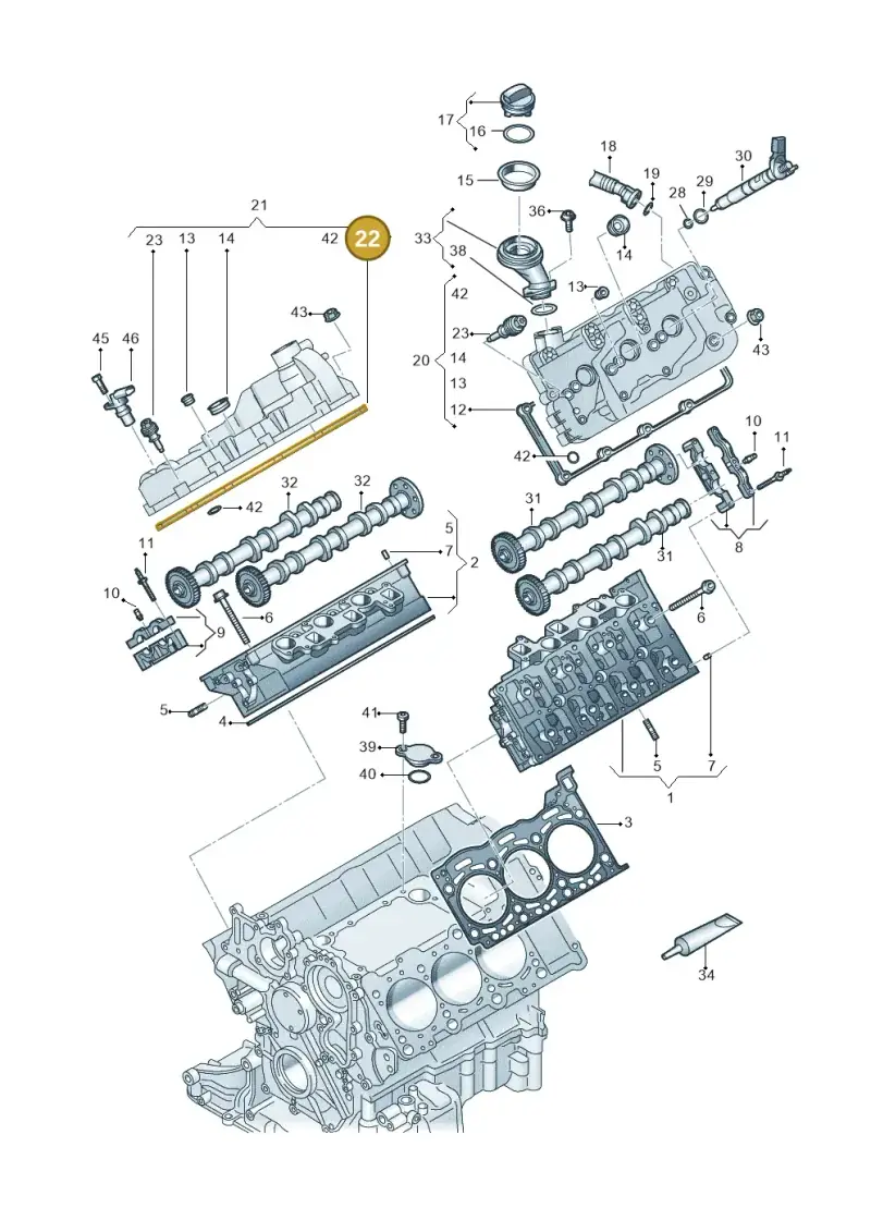 059103484J — Audi A5 Cabrio 2.0 (2016-2018) diagram 848103058, position 22