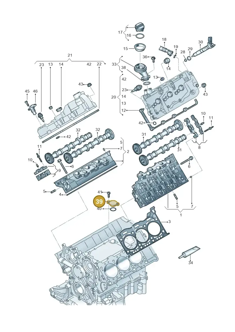 059103707D — Audi A5 Cabrio 2.0 (2016-2018) diagram 848103058, position 39