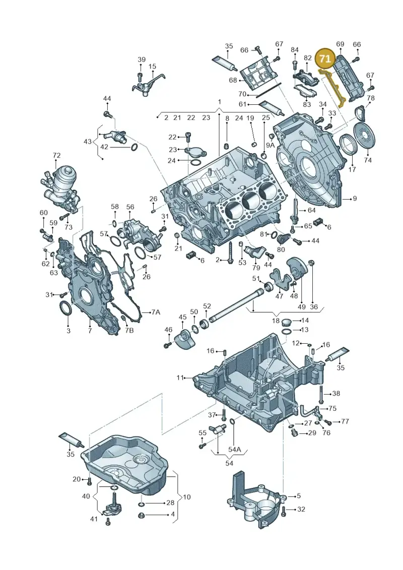059109091N — Audi A5 Sportback (2016-2020) diagram 798103540, position 71