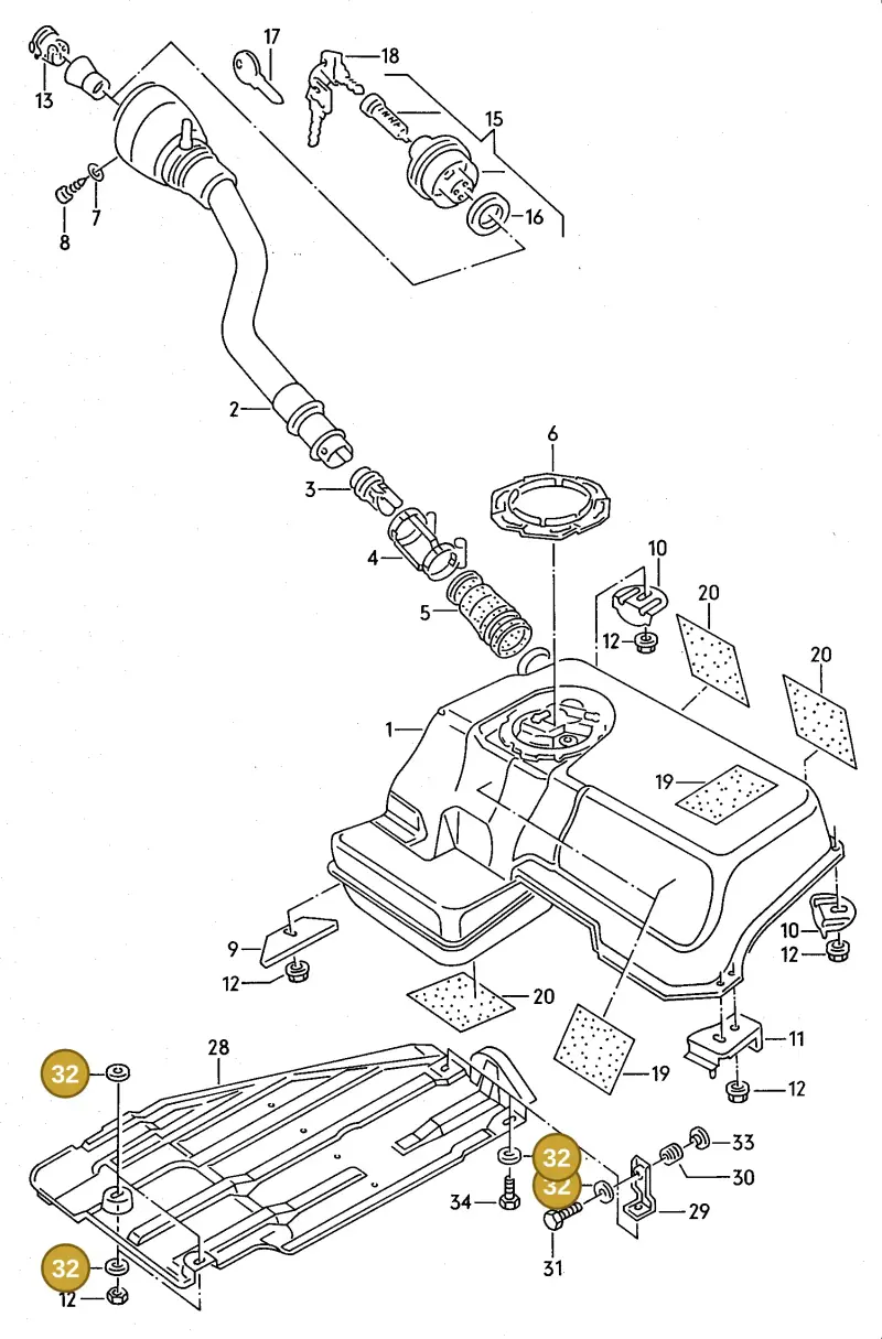 059903265A — Audi V8 (1989-1993) diagram 090023050, position 32