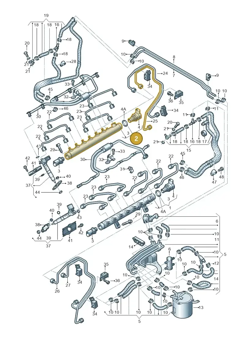 05A130090A — Audi Q7 qu. 3.0 TDI (2009-2015) diagram 493130950, position 2