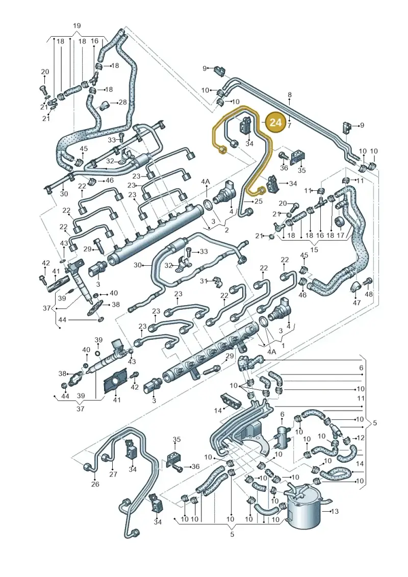 05A130310D — Audi Q7 qu. 3.0 TDI (2009-2015) diagram 493130950, position 24