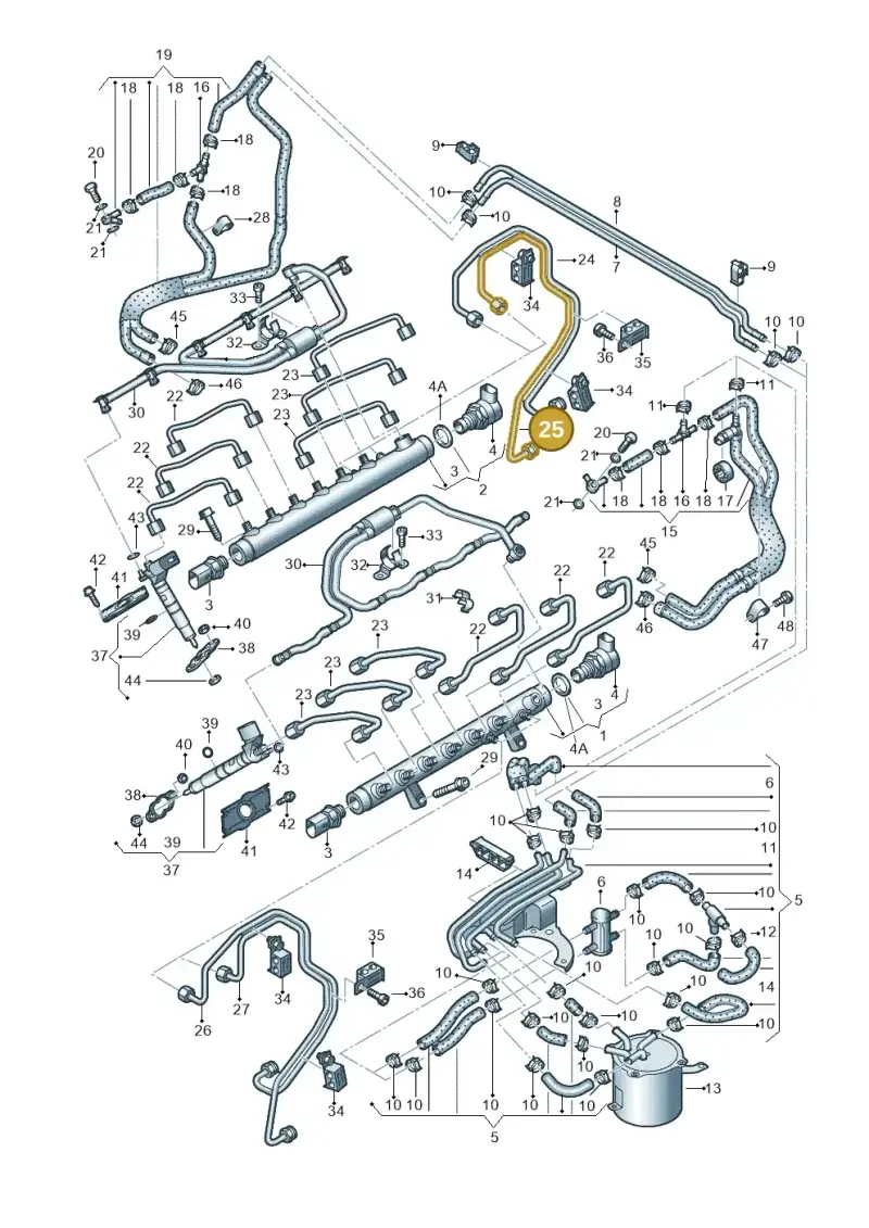 05A130310E — Audi Q7 qu. 3.0 TDI (2009-2015) diagram 493130950, position 25