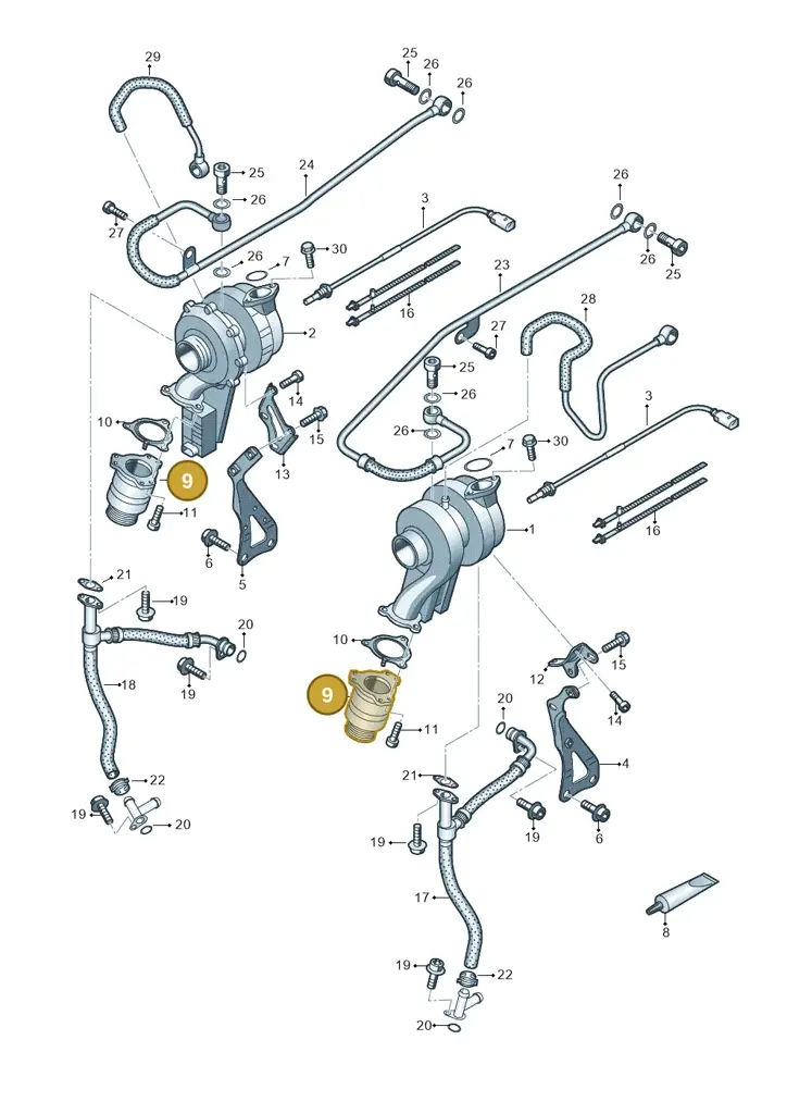 05A131111A — Audi Q7 qu. 3.0 TDI (2009-2015) diagram 493145400, position 9